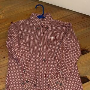 Wrangler Kids Red and White Button Down Shirt